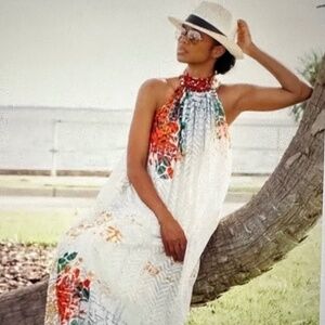 ANTHROPOLOGIE AMARILLA HALTER  MAXI  DRESS.